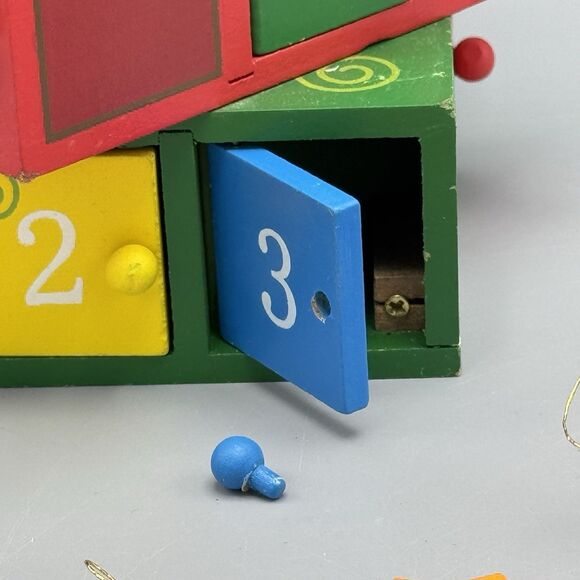 Kurt Adler Wood Gift Tower Tree Advent Calendar Star 13" Tall 25 Mini Orn READ - Picture 3 of 15